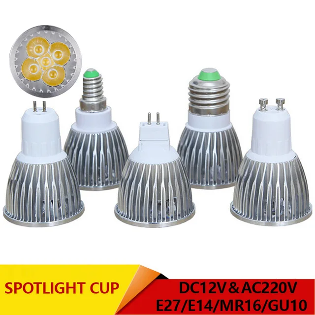 

Super bright spotlight LED Lamp LED Spotlight DC AC 12V 3W 4W 5W High quality GU10 MR16 E27 E14 Spot light Lampada LED Bulb 220V