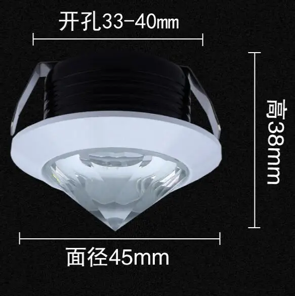 Imagem -04 - Mini Holofote Embutido Luz de Led 1w 3w com Condutor de Cristal Lâmpada para Teto Base de Alumínio Luz Branca Quente Embutida