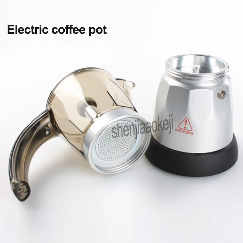 Electric espresso coffee pot Food grade aluminum + acrylic Household Stovetop coffee maker cafe mocha pot 220v 480w 1pc