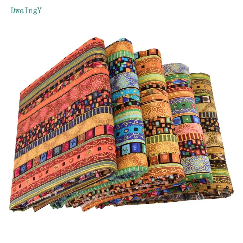 DwaIngY African Printed Cotton Linen Fabric For DIY Patchwork Sewing Quilting Dress Sofa bag Table,Cloth Curtain