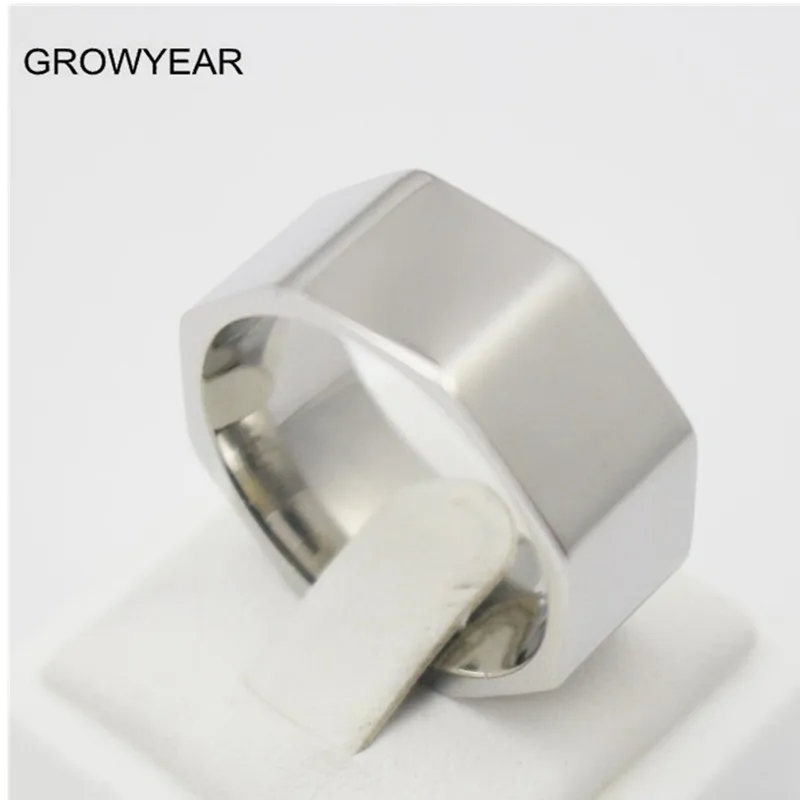 Steel Cool Nut Shaped Polygon Men Silver Color Ring Size 7 8 9