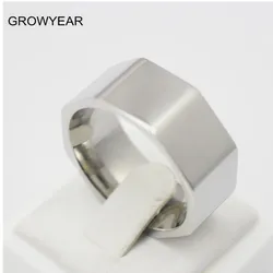 Steel Cool Nut Shaped Polygon Men Silver Color Ring Size 7 8 9