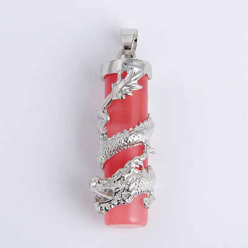 New Dragon Wrap Drop Natural Stone Tiger Eye Pendants Female Male Jewelry Blue white Quartz Gem Pendulum Amulet Jewellery
