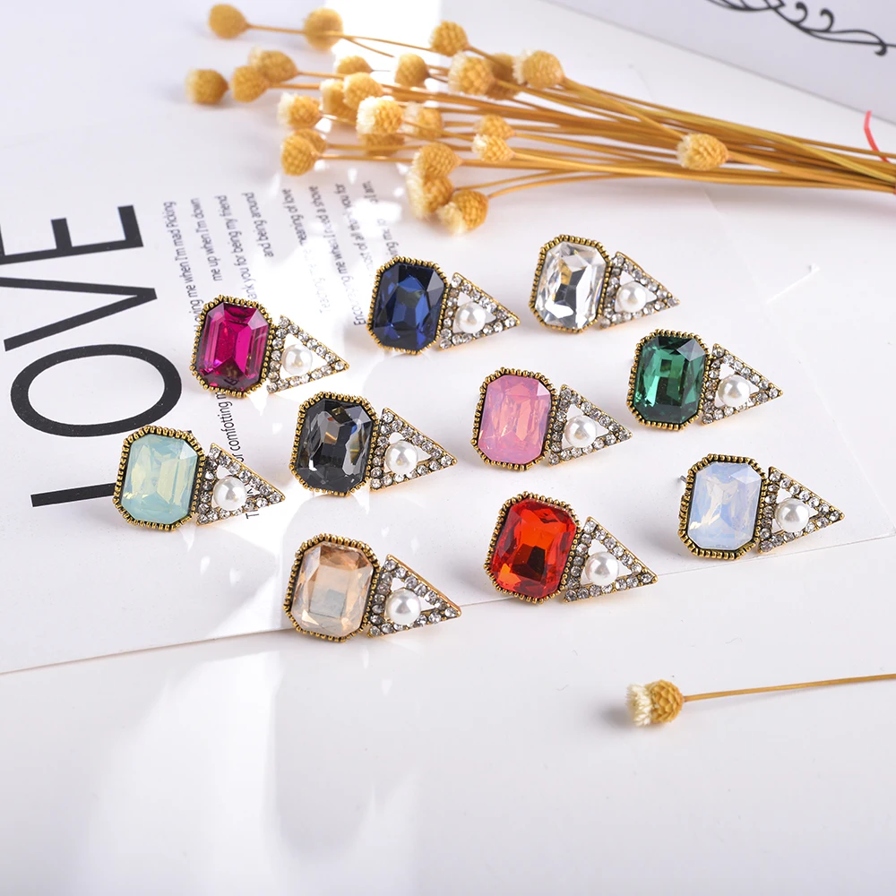 LUBOV Opal Stone Stud Earrings Fashion crystal Women Earrings Christmas Party 2018 Brand Elegant Crystal Earrings For Women gift