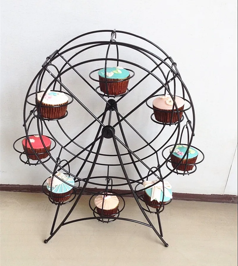 

Wrought iron metal display holder for dessert cake with the ferris wheel cupcake stand 8 cups