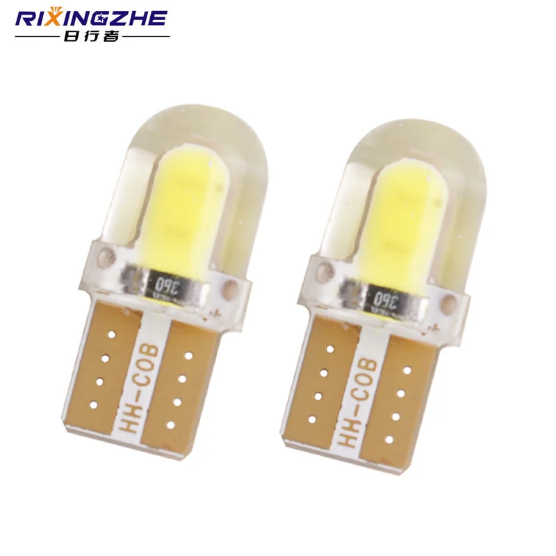 RXZ 10pcs Cob t10 led W5W LED No Error silicone LED T10 For Car Parking Lights Clearance Bulbs Interior Dome plate Lights 12V