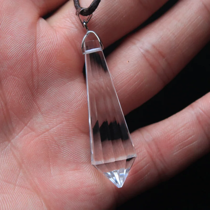 Crystal crushed stone natural crystal in a pendant single pointed faceted divination crystal