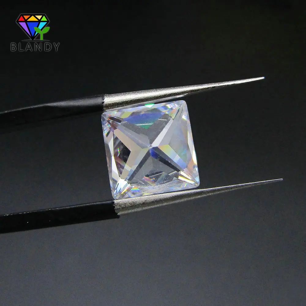 Size 1.5*1.5mm~12*12mm 5A Square Shape White Cubic Zirconia Stone Princess Cut Loose CZ Gems For Sale