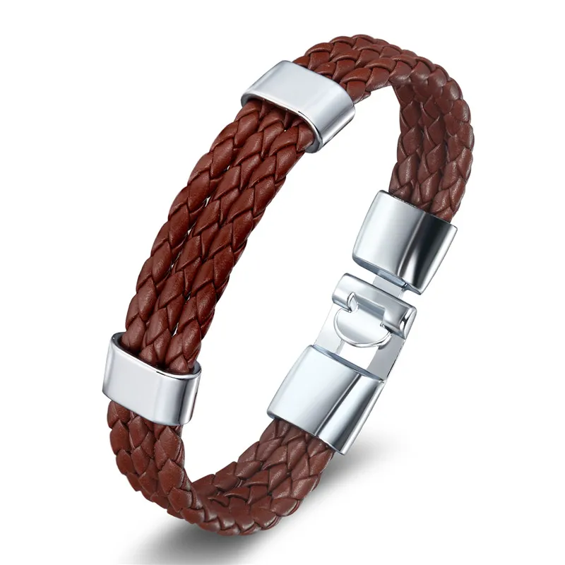 2024 New Fashion Jewelry Leather Bracelet Black And White Bracelet Men Casual Personality Vintage Punk Bracelet