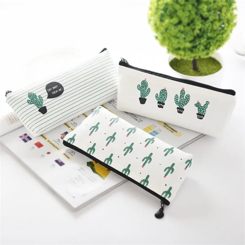 

Fashion Cactus Print Pencil Case Pouch Student Stationery Girl Sunglasses Keychain Storage Bag Women Makeup Handbag Pencilcase