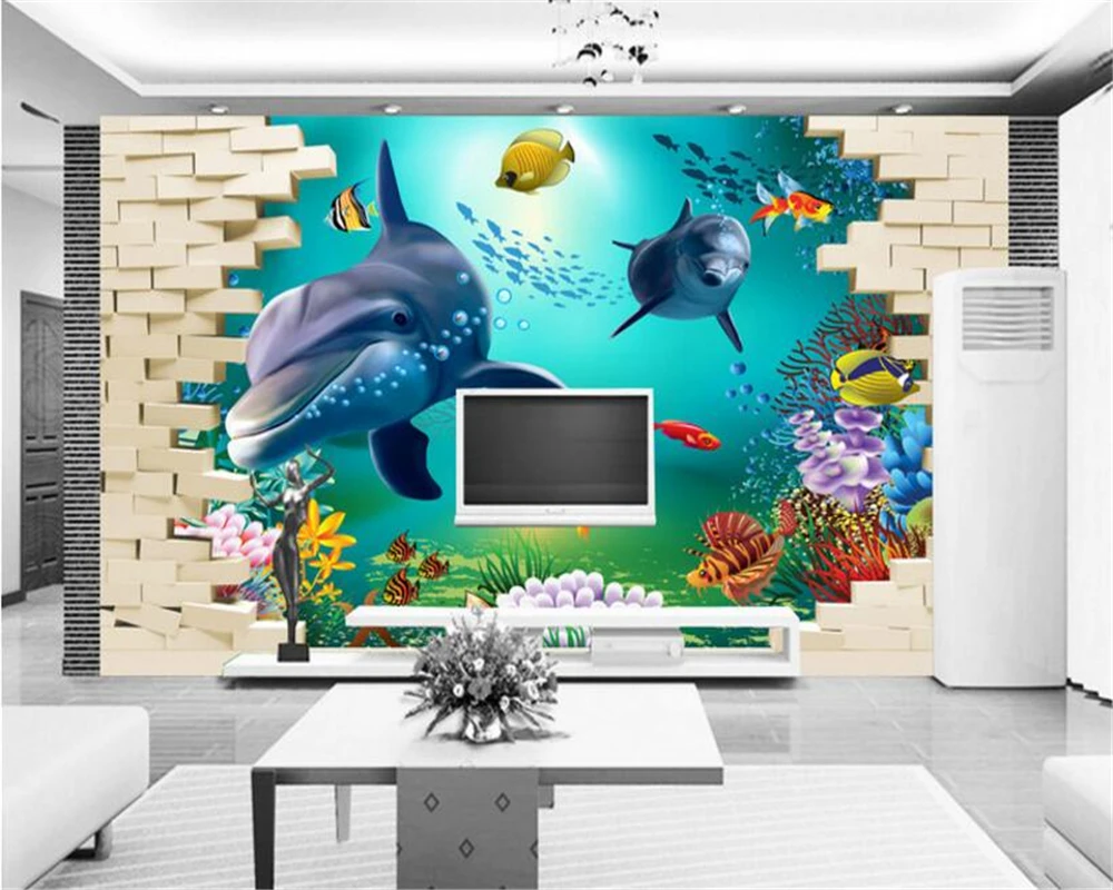 

beibehang 3D underwater animal personality fashion decorative painting silk cloth papel de parede 3d wallpaper tv sofa backdrop