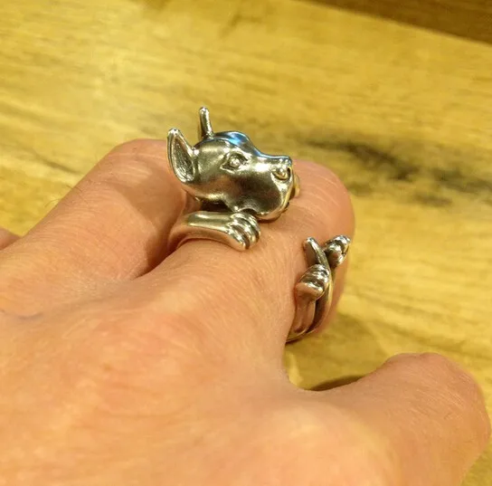 Great Dane Ring free size Dog ring adjustable Handmade Embossed alloy plated fast delivery