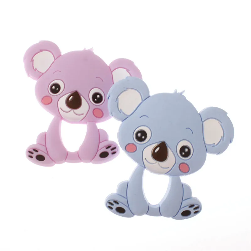 10Pcs Silicone Cartoon Koala Bijtring Hanger Bpa Gratis Silicone Tandjes Ketting Food Grade Kerstversiering