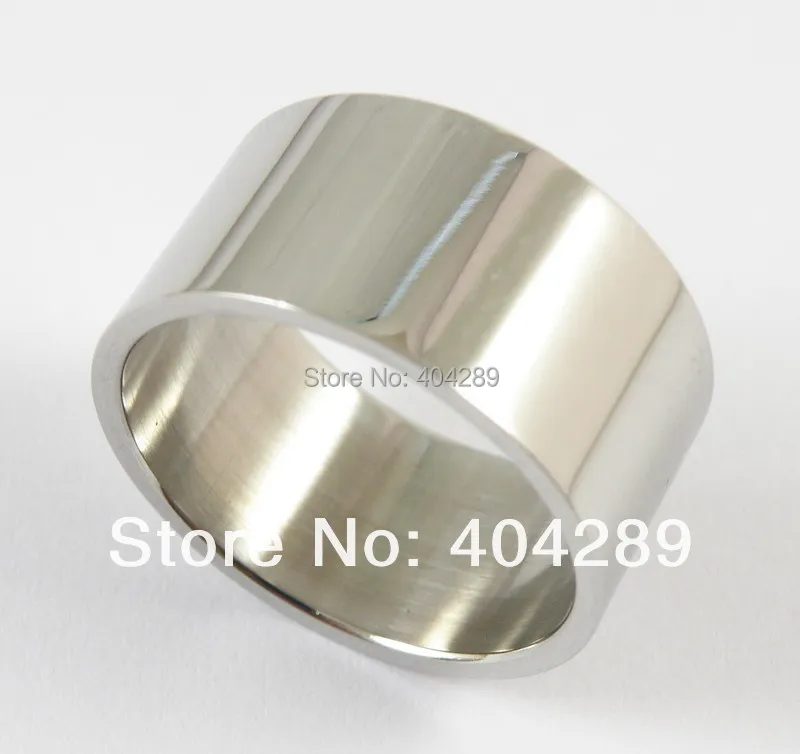 

Wholesale 12Pcs 12MM Top Quality 316L Flat Wide Polish Surface Stainless Steel Rings