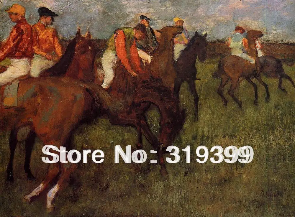 Oil Painting Reproduction on Linen Canvas,jockeys-1895 by edgar degas,Free  FAST Shipping,100% handmade,Top Quality