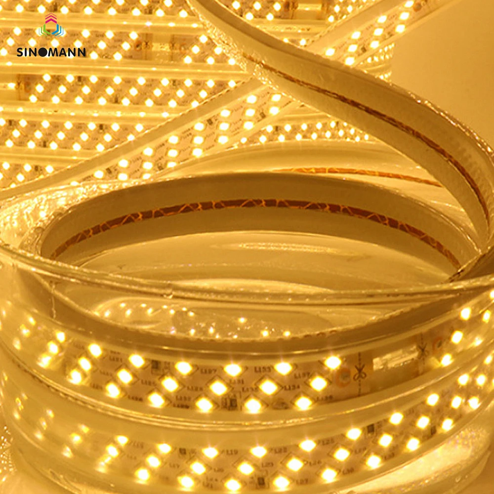 220V 276Leds/m SMD 2835 LED Strip Three Row Waterproof White Warm White Flexible Led Strip Light With Switch For Home Decoration