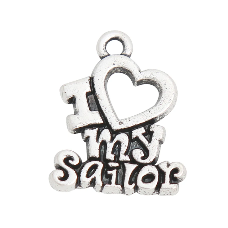 

Fashion Alloy Letter I Love My Sailor Charms 50pcs 16*22mm AAC612