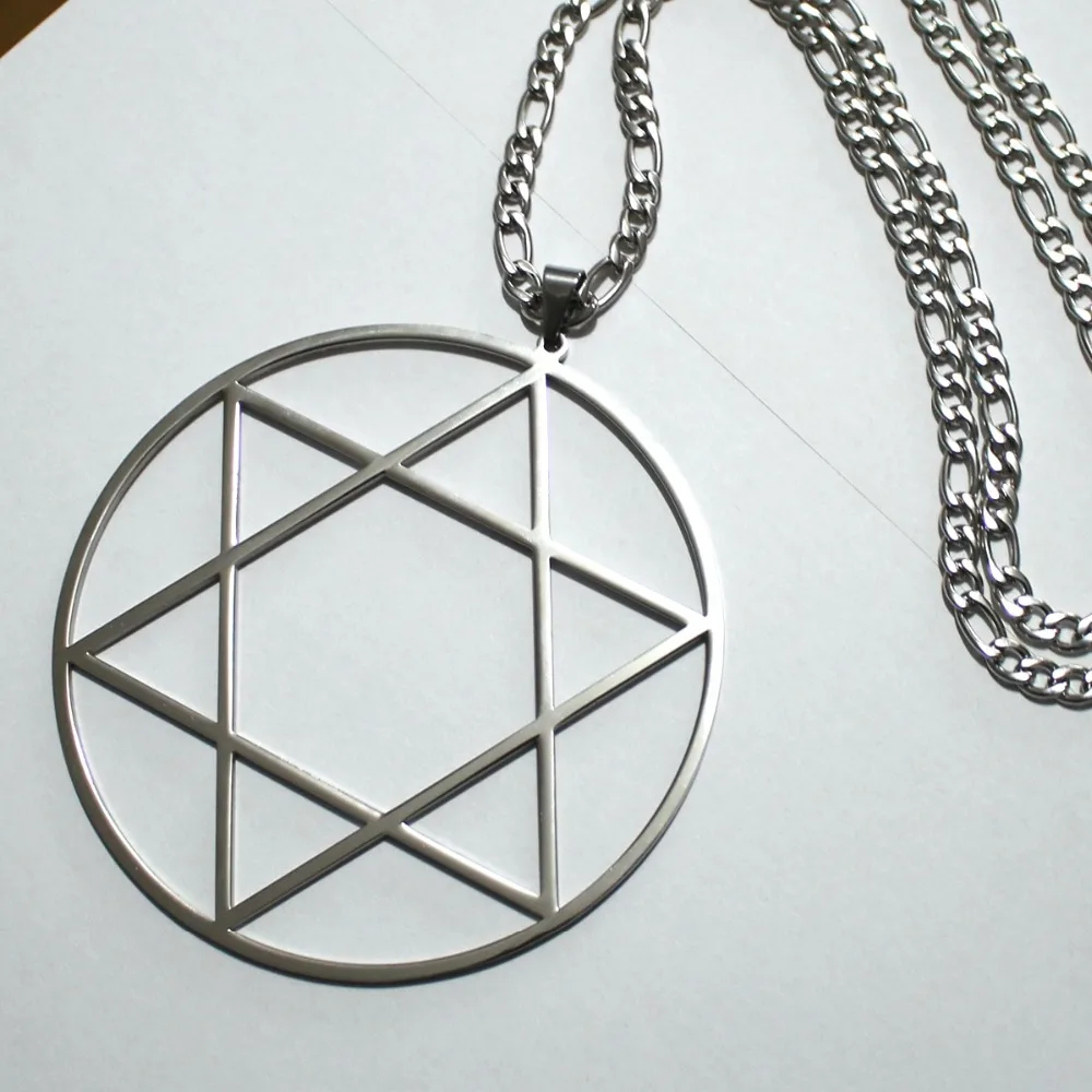 NK Figaro chain Large 4 inch Size Stainless Steel hexagram star of David Wicca paganism Pendant Necklace