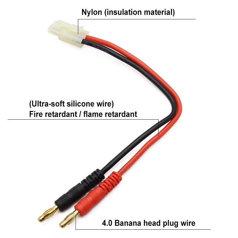 10pcs/lot Tamiya Plug to 4.0 Banana Plug with High Temperature 14 AWG Silicone Wire 215mm Lenght for DIY