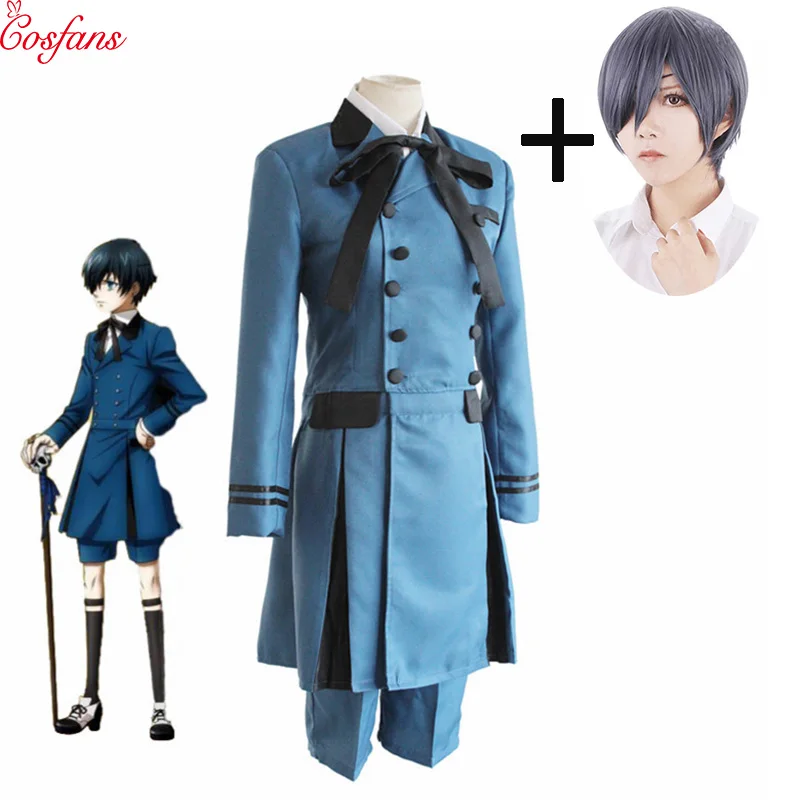 Black Butler kuroshitsuji Ciel Phantomhive Cosplay Costume emboitement Sebasti Kuroshitsuji Aristocrat Cosplay Costume and wigs