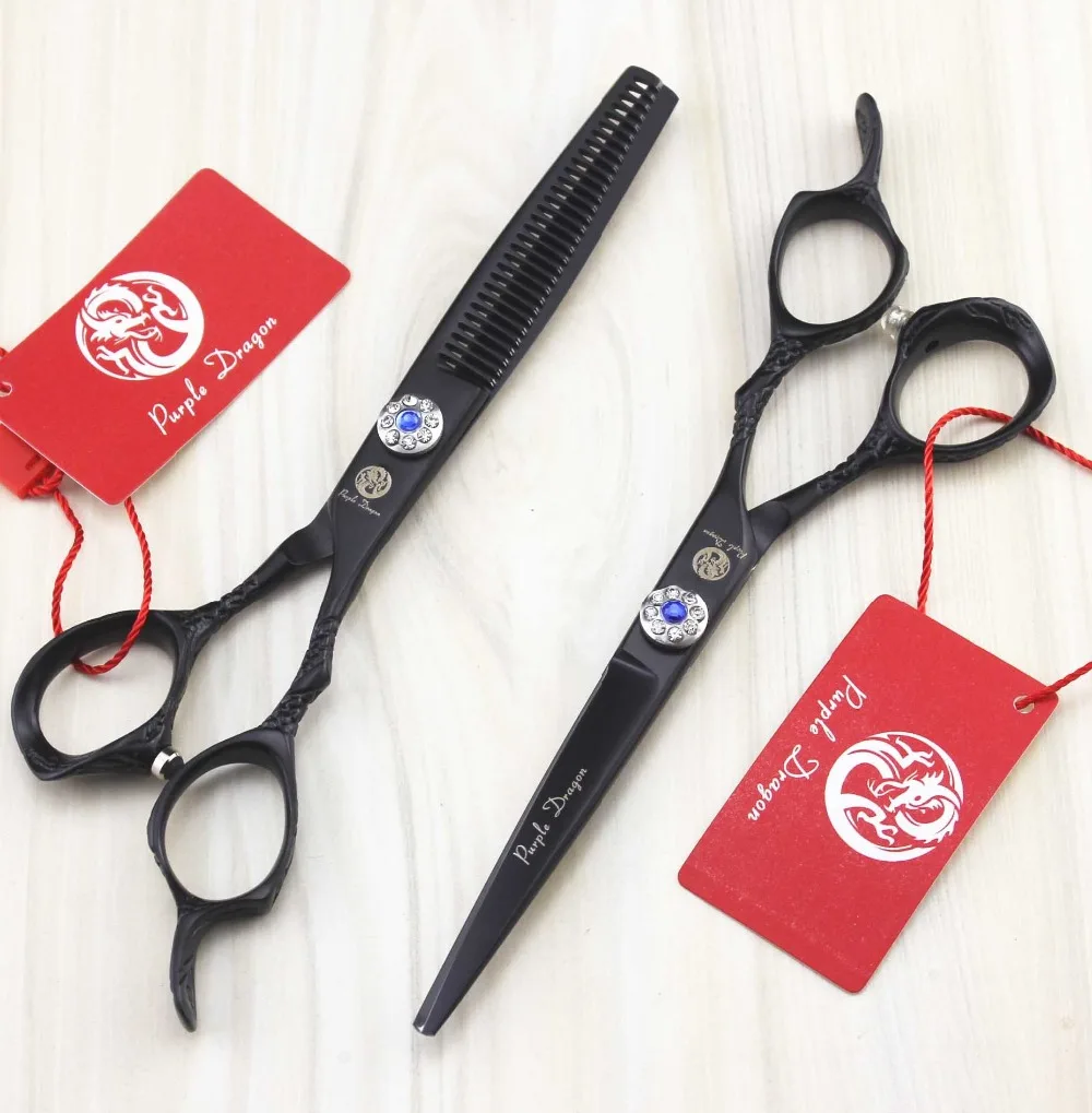 

TOPPEST 6.0 Inch Black Hairdressing Scissors With Bag JP 440C 62HRC Home & Salon Cutting Scissors Thinning Shears Hair Scissors