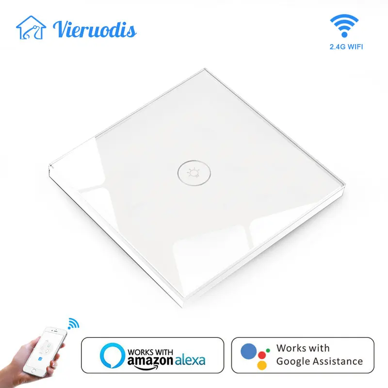 WIFI Smart Touch Switches Wireless Remote Control Light Wall On/Off Switches Waterproof Glass Panel Works with Alexa&google Home