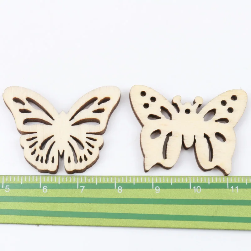 Natual Butterfly Pattern Wooden Scrapbooking Art Collection Craft for Handmade Accessory Sewing Home Decoration 30mm 20pcs MZ168