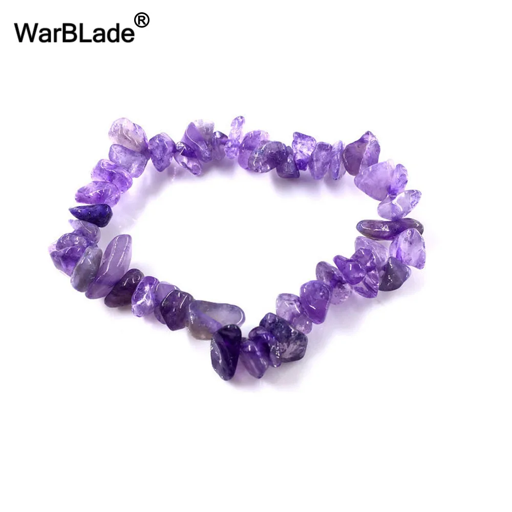 WarBLade Irregular Natural Gem Stone Bracelet Stretch Chip beads Nuggets Amazon Rose Crystal Quartz Bracelets Bangles For Women