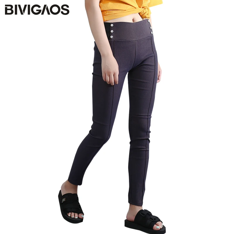 

BIVIGAOS Womens Fashion Midline Casual High Waist Leggings Skinny Thin Slim Pencil Pants Leggings For Women Clothing Ropa Mujer