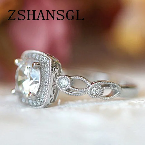 Fashion Ring Big Silver Color Pave Setting 5A CZ Zircon Rings For Women Bridal Bijoux Claddagh Wedding Jewelry