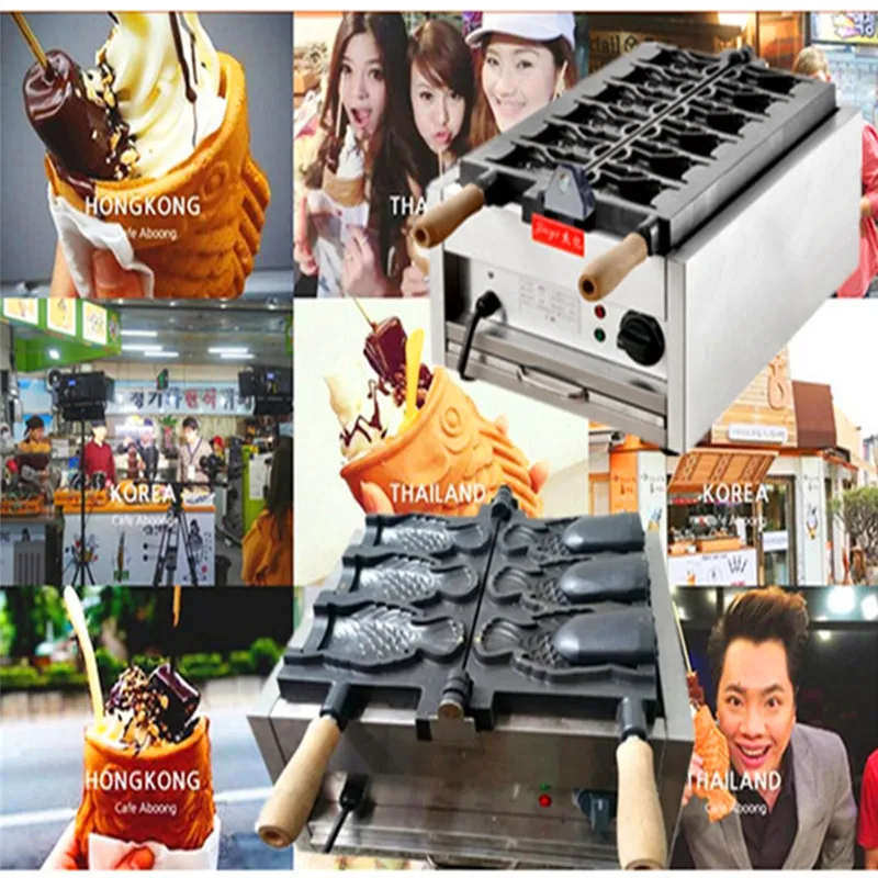 

220V Ice cream fish Taiyaki waffle machine electric fish shape cake maker ZF