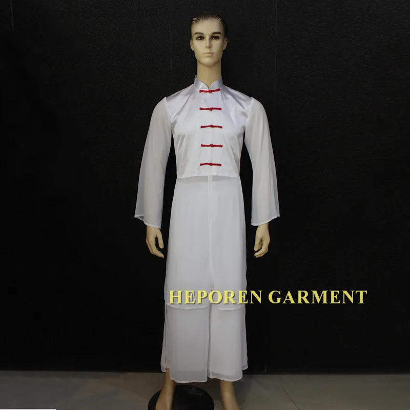 

Custom Made Male Or Children Dancing Clothes With Top Coat and Pants In Chiffon Fabric,Asia Gong Fu Costumes In Long Sleeve