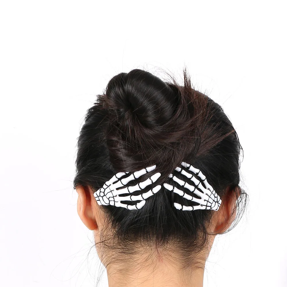 2 PCS/SET Hot Creative Fashion Women Harajuku Skull Skeleton Hand Bone Claw Hairpin Halloween Hair Accessories