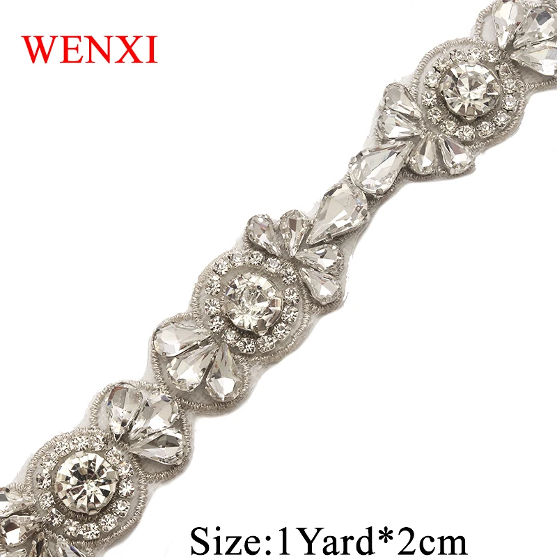 

WENXI 5YARDS Crystal Rhinestone Applique Trim For Fancy Bridal Gown Waistband Crystal Rhinestone Applique Accessories WX926