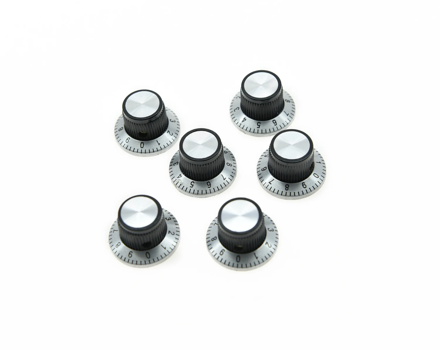 KAISH 12pcs Vintage Guitar Top Hat AMP Knob Effects Reflector Knobs Black/Chrome Top