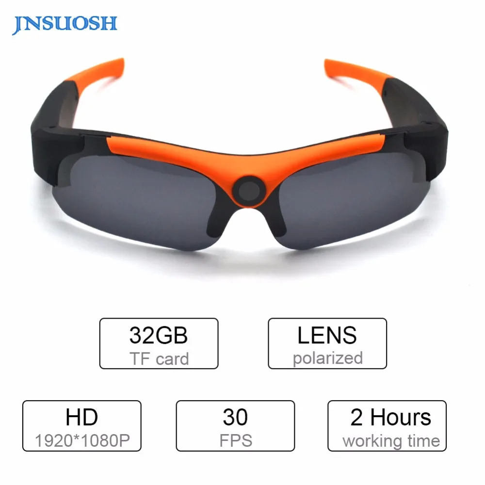 HD Smart 1080P 16GB/32GB Camera Smart Glasses Black/Orange Polarized Lens Sunglasses Camera Action DVR Sport Video Camera Glasse