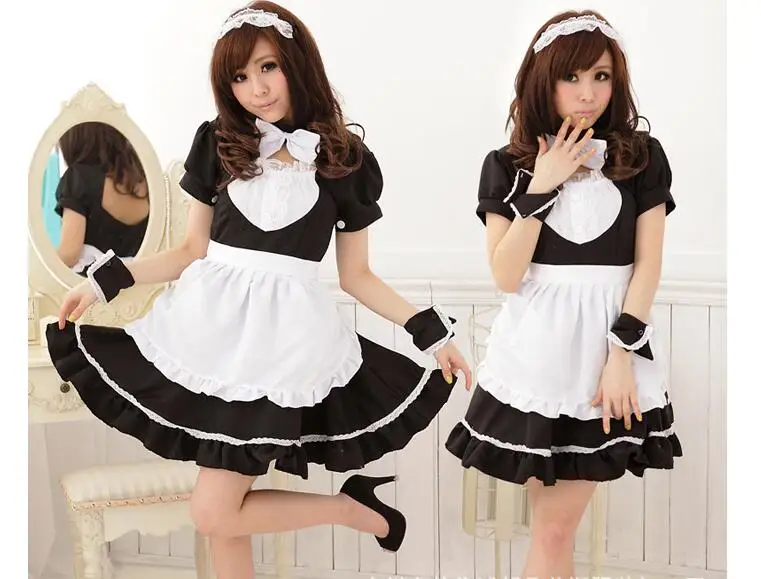 Sexy traje de empregada doce gothic lolita vestido anime cosplay maid uniforme trajes de halloween para as mulheres novo