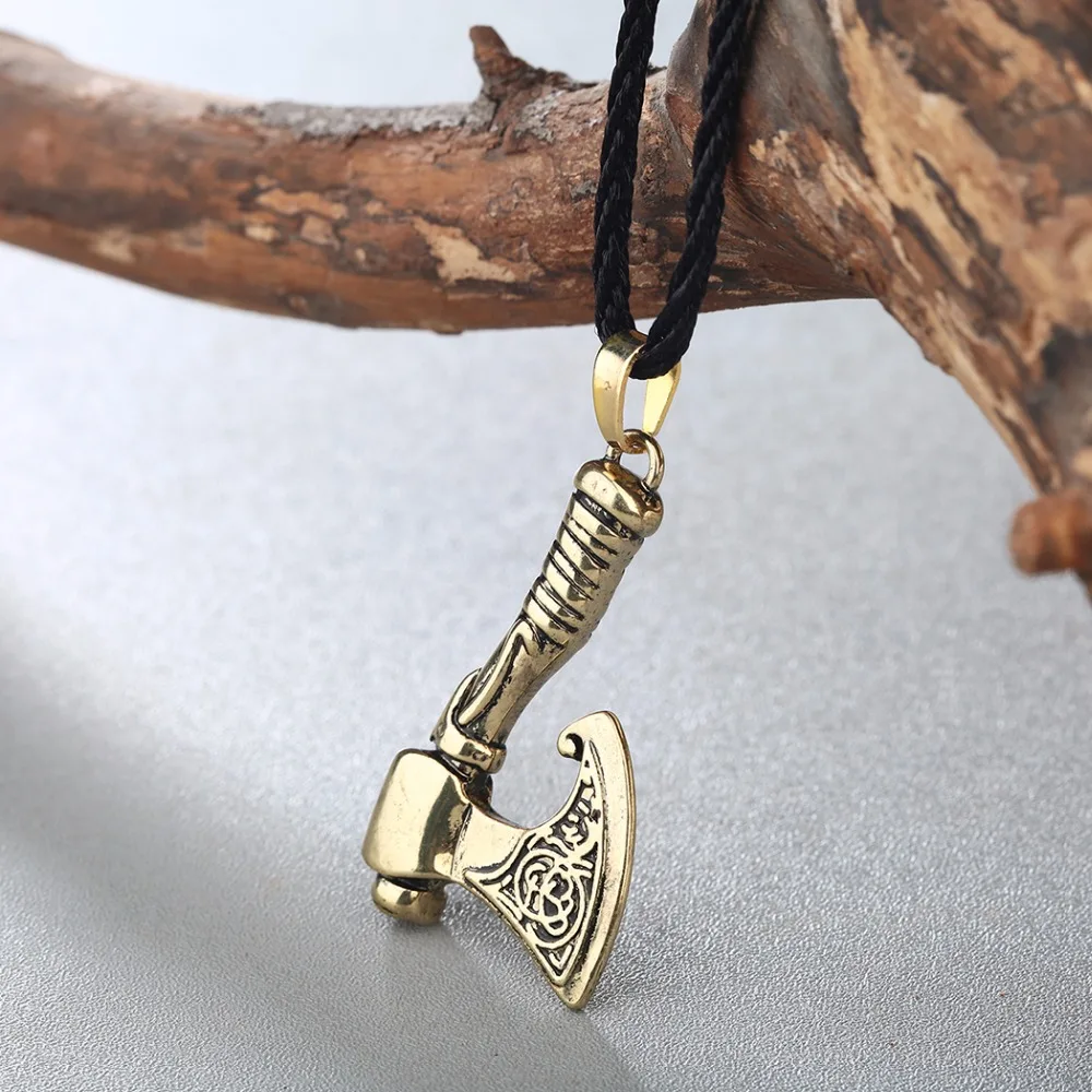 Kinitial  Antique Bronze Slavic Perun Axe Pendant Necklace Axe Viking Pendant Viking Slavic Necklaces Jewelry Wholesale