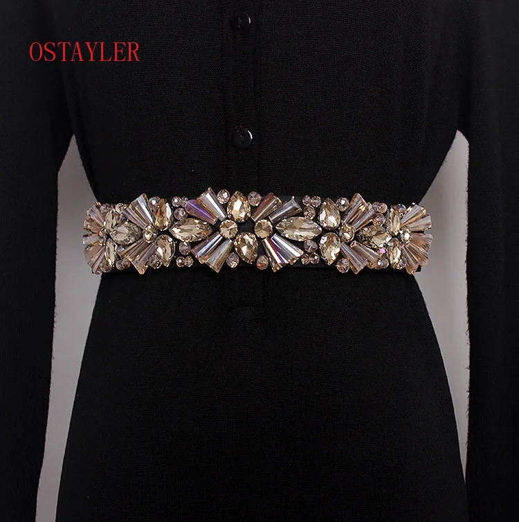 Colorful Glass Rhinestone Corset Belt Crystal Flower Bead Waist Belts Women Waist Belt Accessories Ladie Corset Strap Waistband