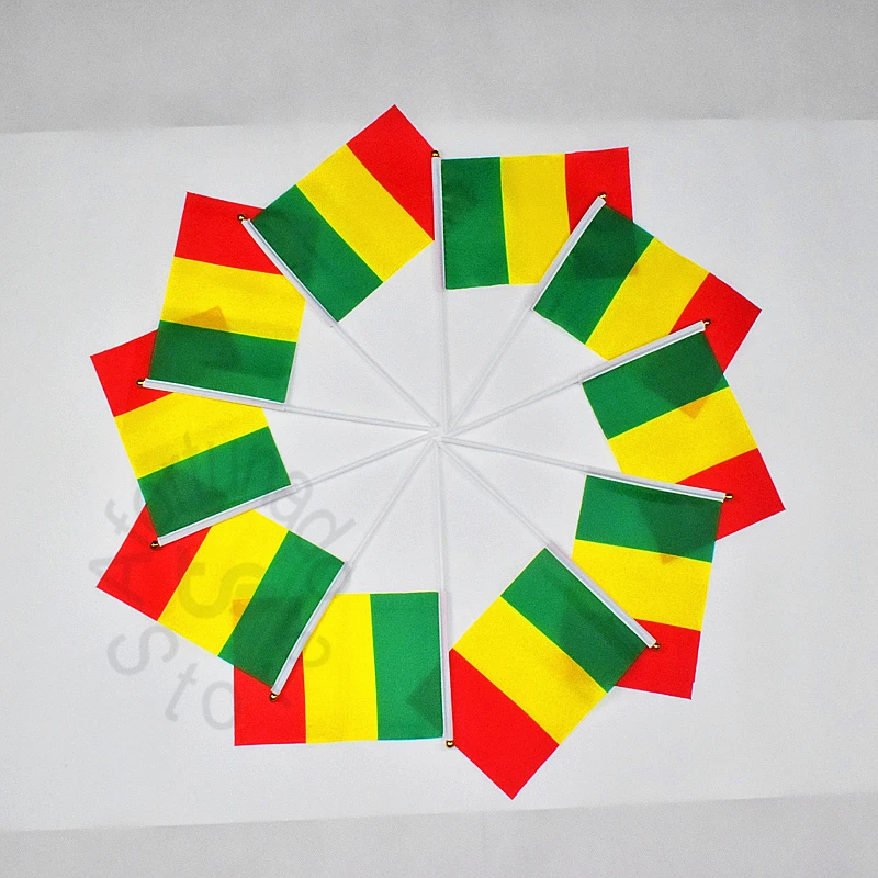 Mali 14*21cm 10pieces Banner  Hand waving Flag Mali National Flag  for meet,Parade,party.Hanging,decoration