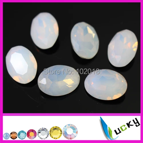 Freeshipping 30pcs 13x18mm highest quality K9 stones pointed back! white opal crystal rhinestones no any scratch or dirty