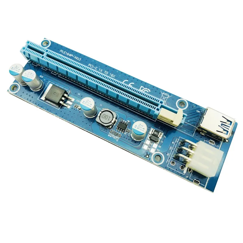 

100PCS PCI Express Riser Card PCI-E Extender 1x to 16x Adapter USB 3.0 Cable SATA to 6Pin IDE Molex Power for BTC Miner Mining