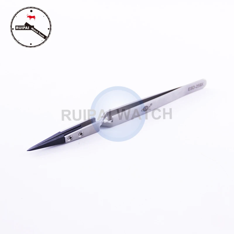 Antistatic reversed ESD Tweezers Watch screws and piny parts pick tools for watchmakers repair