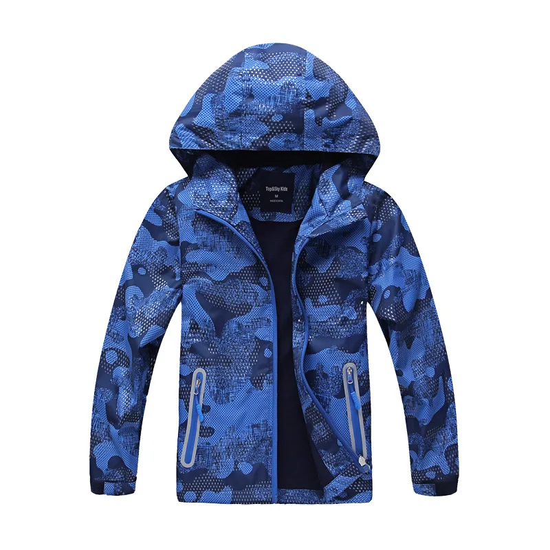 

Boys All-Over Printed Waterproof Fleece Lined Zip Hiking Jackets School Kids Outfit Track Coat Tops Children Outerwear 5-14 Yrs