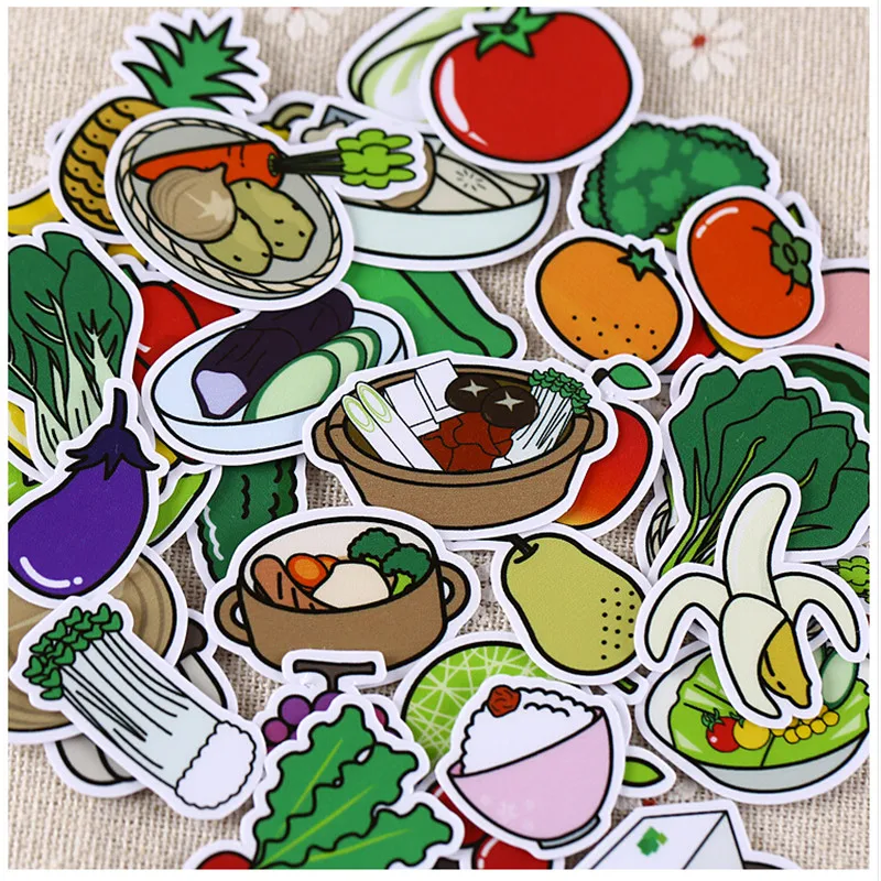 32pcs Creative Kawaii Self-made Vegetables And Fruits Food Stickers Beautiful Stickers /decorative Sticker /DIY Craft Photo Alb