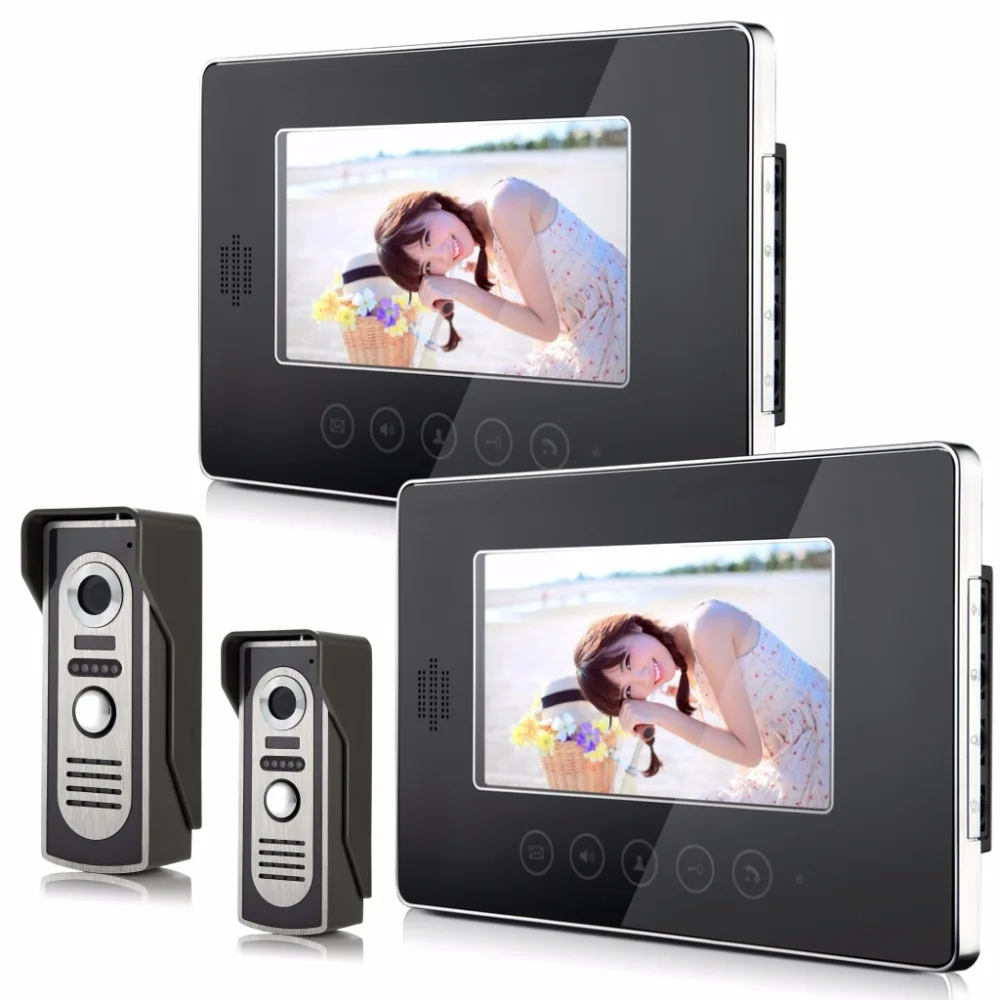 7 Inch Color Video Door Phone 2v2 Wired Intercom System