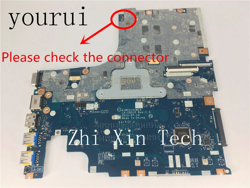 Yourui لينوفو IdeaPad 500-15ISK اللوحة الأم للكمبيوتر المحمول AIWZ2 AIWZ3 LA-C851P SR2RZ i7-6500u CPU DDR3 100% تم اختبارها بشكل جيد