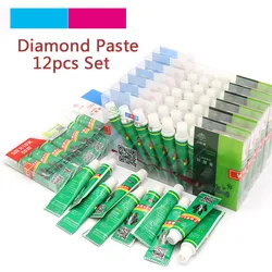 High Quality 12pcs W0.5-W40 Diamond Abrasive Grinding Polishing Paste Needle Tube Lapping Compound Metal Jade Amber Buffing Tool