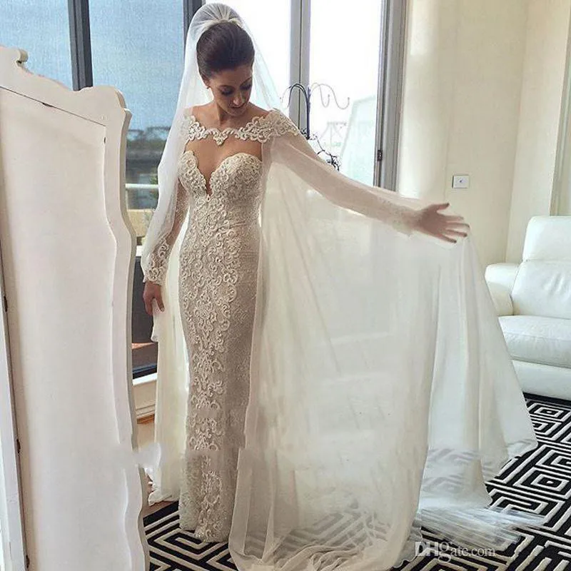 2019 Hot Sale Bridal Wraps White/ivory Chiffon Wraps Appliques Lace Wedding Jacket Bridal Cloak Lace Bridal Dress's Cape