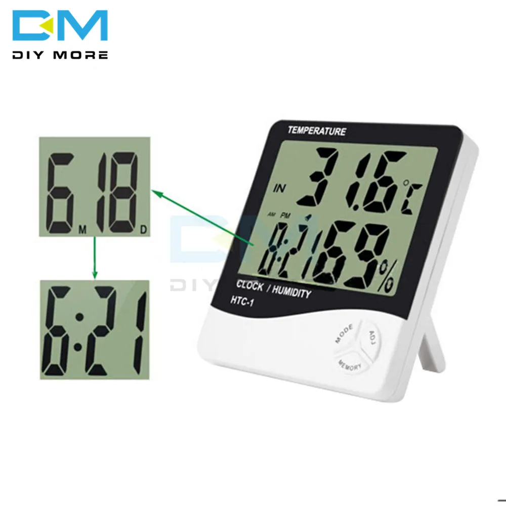 HTC-1 LCD Digital Thermometer Hygrometer Weather Station Temperature Humidity Desk Alarm Clock